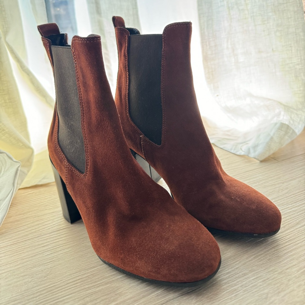 Dark Brown Suede Booties Made in Italy